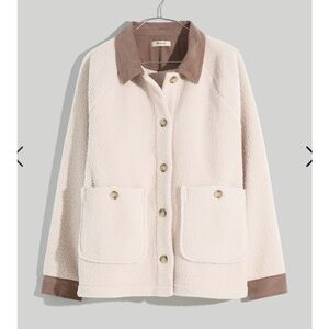 Madewell Corduroy-Trimmed (Re)sourced Sherpa Terry Chore Coat Medium Brown Beige